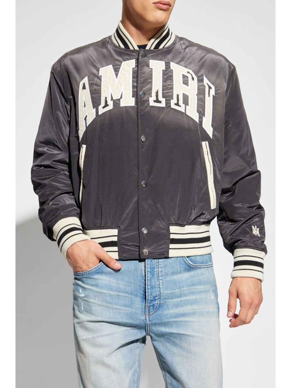 logo-embroidered bomber jacket - 3