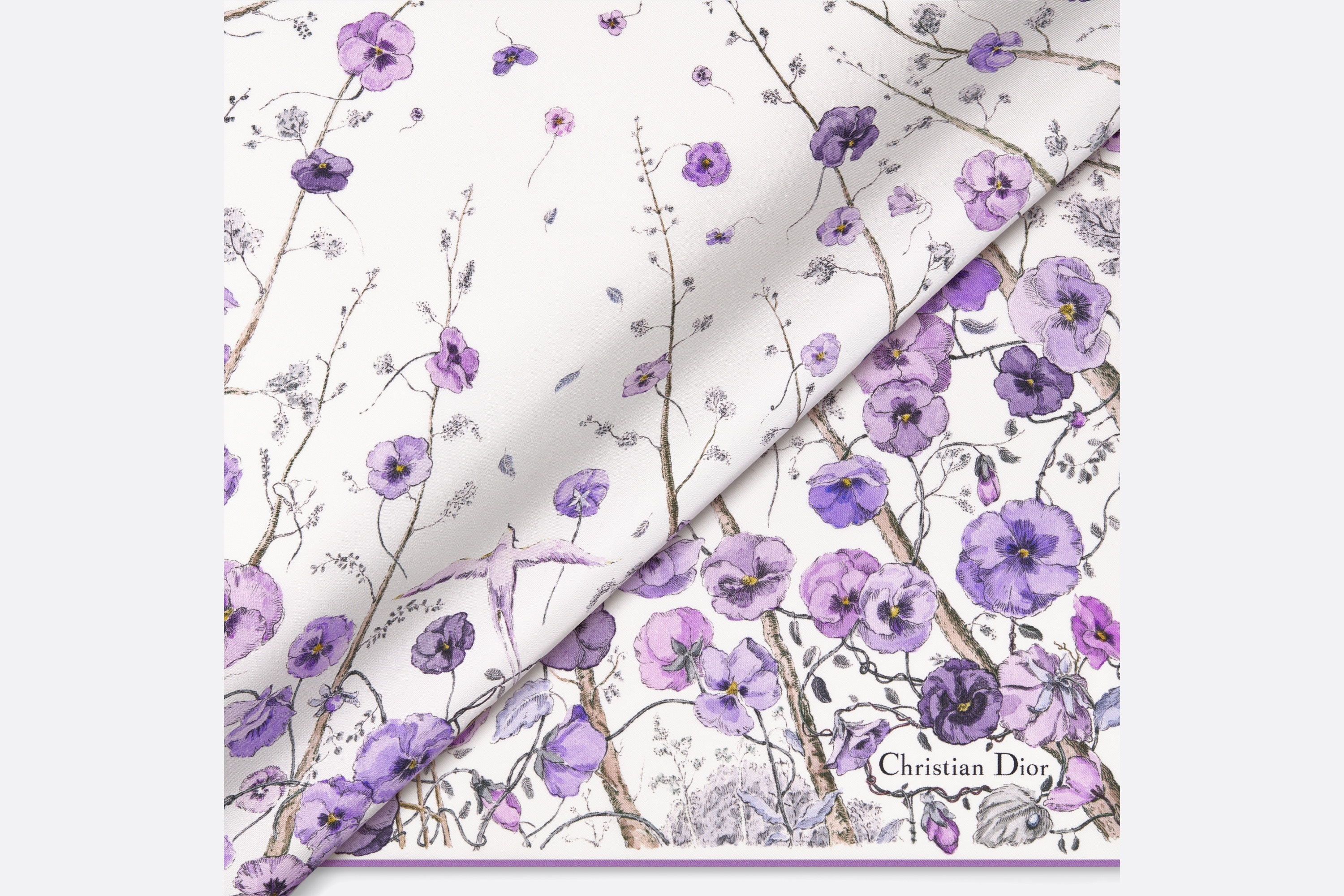 Christian Dior silk scarf スカーフ　パープル CHRISTIAN DIOR Echarpes Purple & Fuchsia Floral Silk Scarf