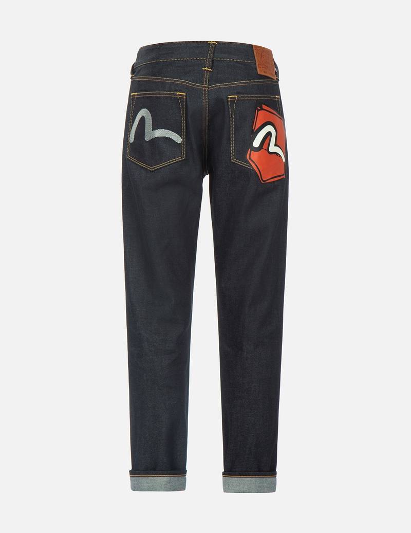 EVISU SEAGULL PRINTED POCKET CARROT-FIT CROPPED JEANS #2017 outlook