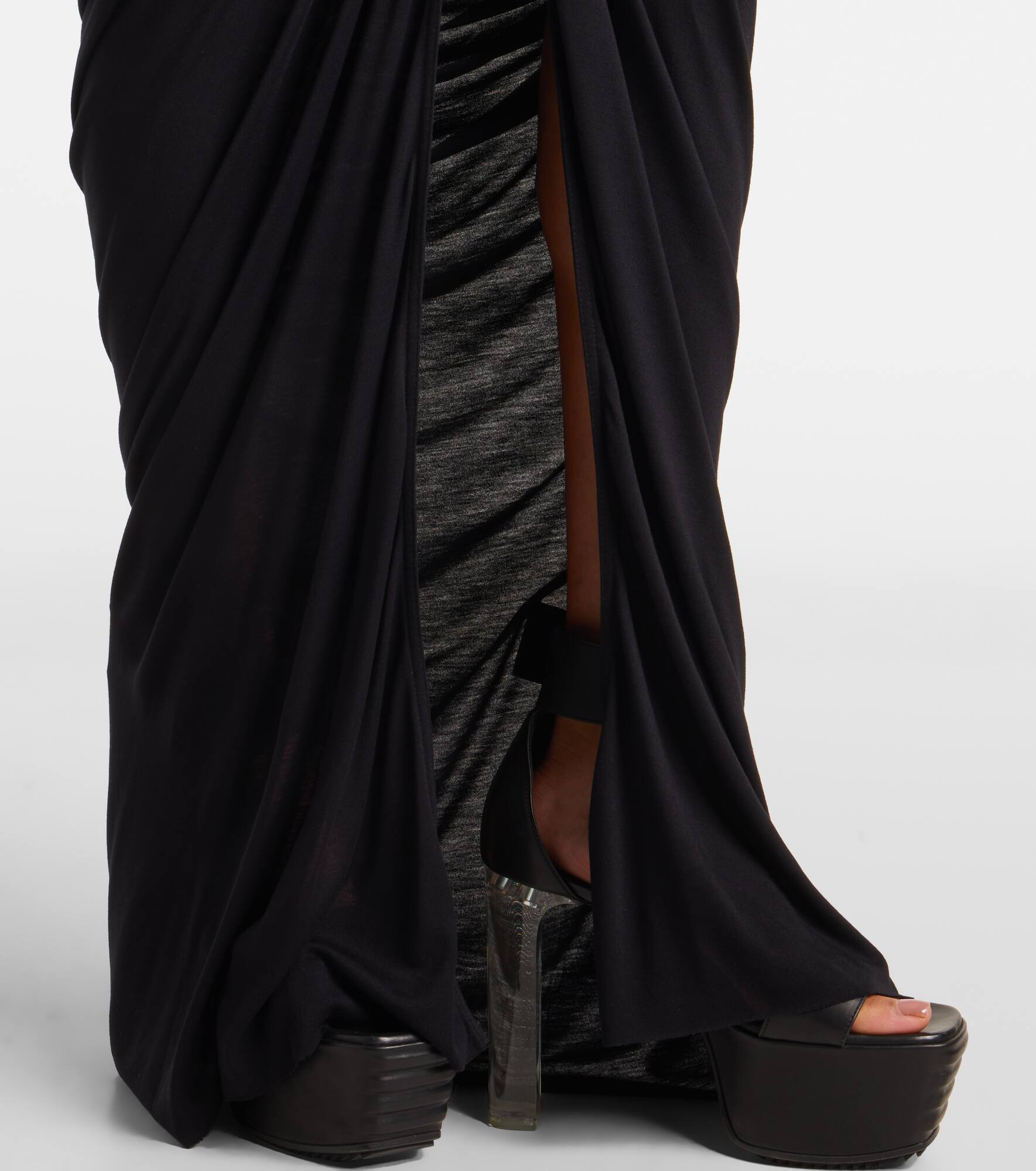 Poppy ruched open-back jersey gown - 6
