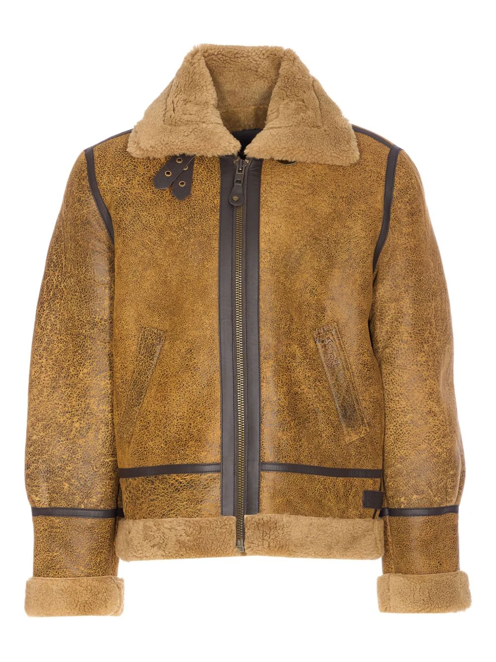 Embroidered Logo Shearling Jacket - 1