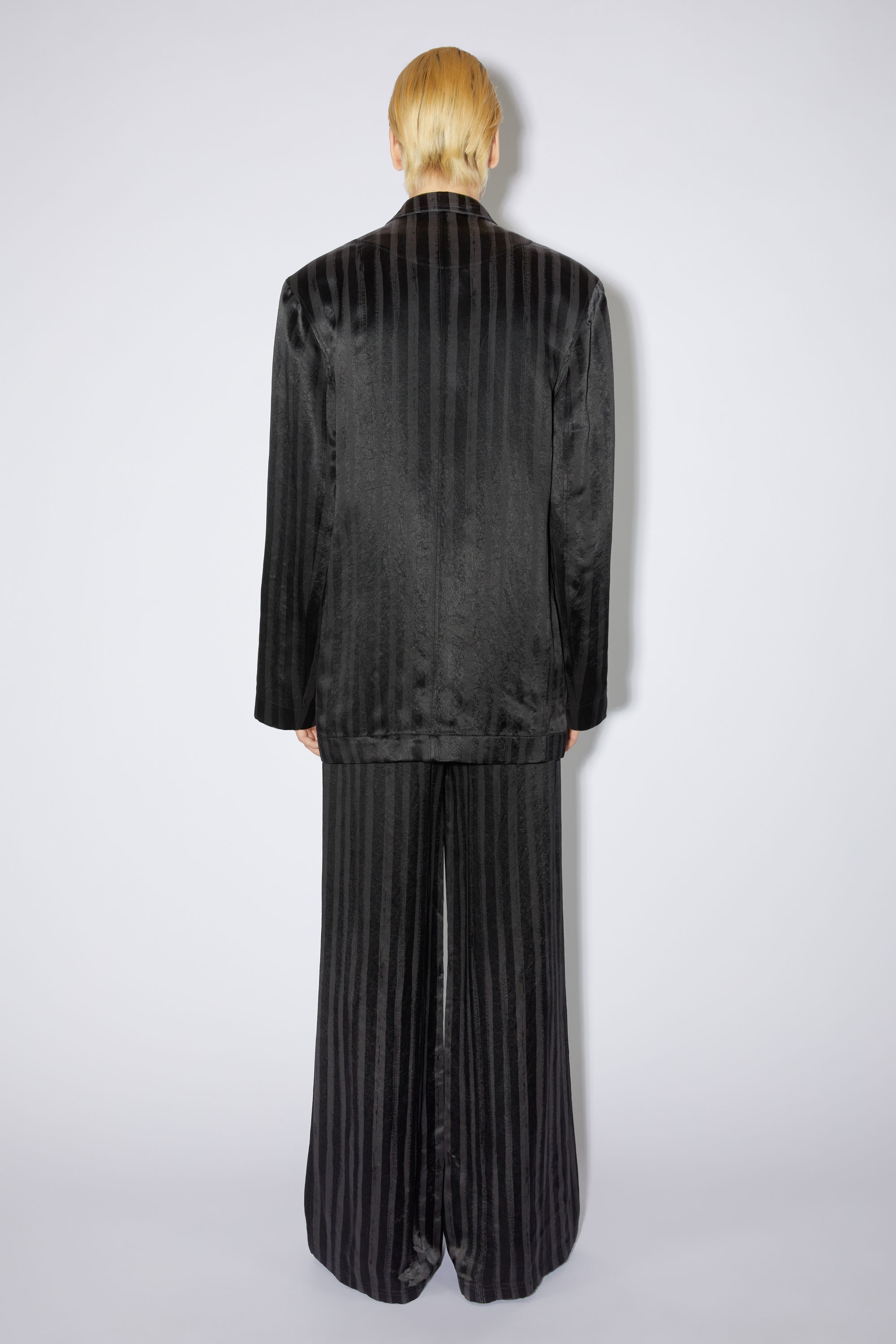 Double-breasted satin jacket - Black - 6