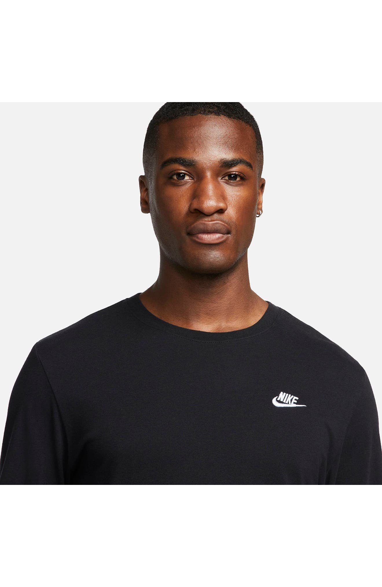 Nike Sportswear Club Long Sleeve T-Shirt in Black/white at Nordstrom - 3