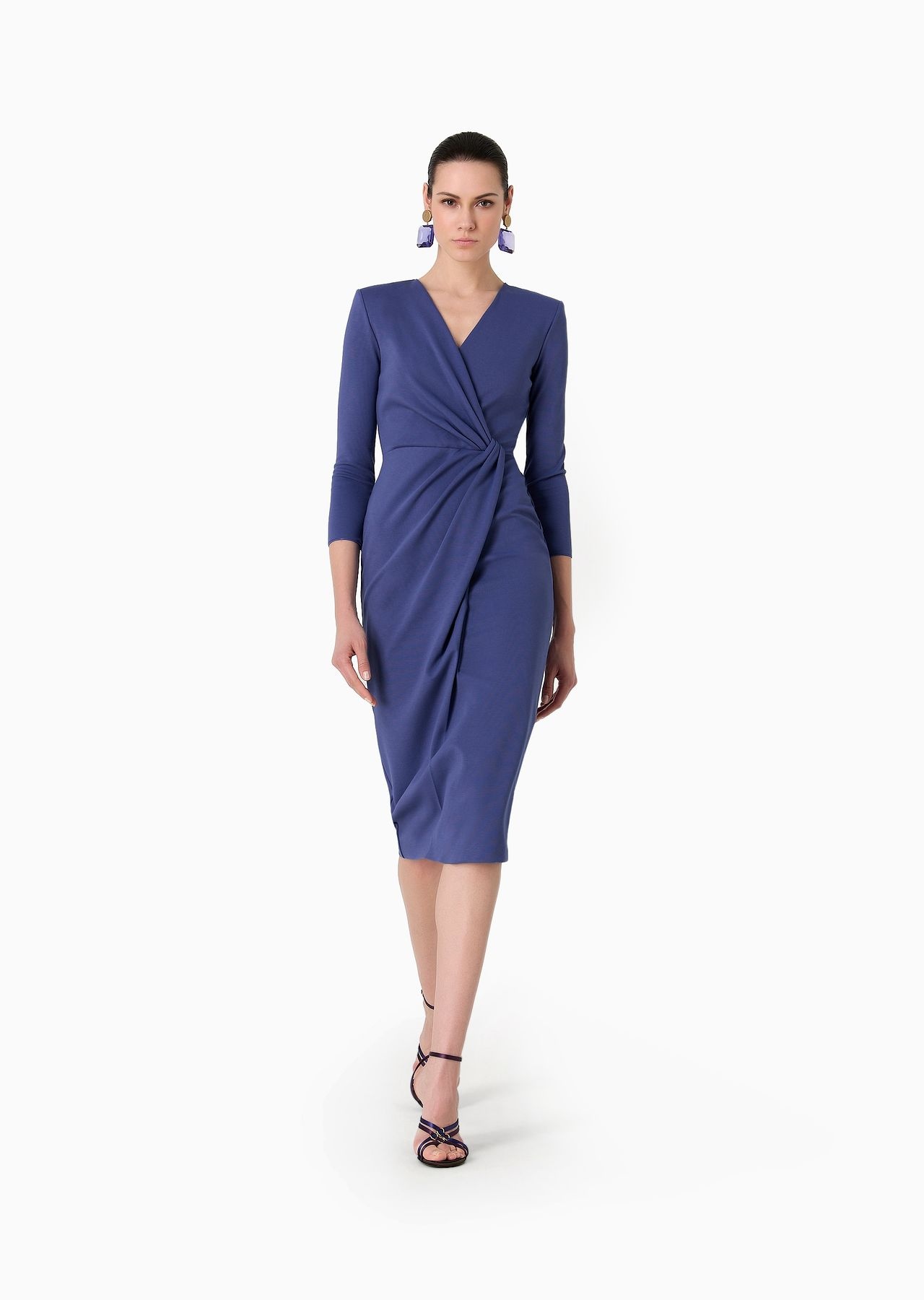 Viscose-blend Milano-stitch midi dress - 4