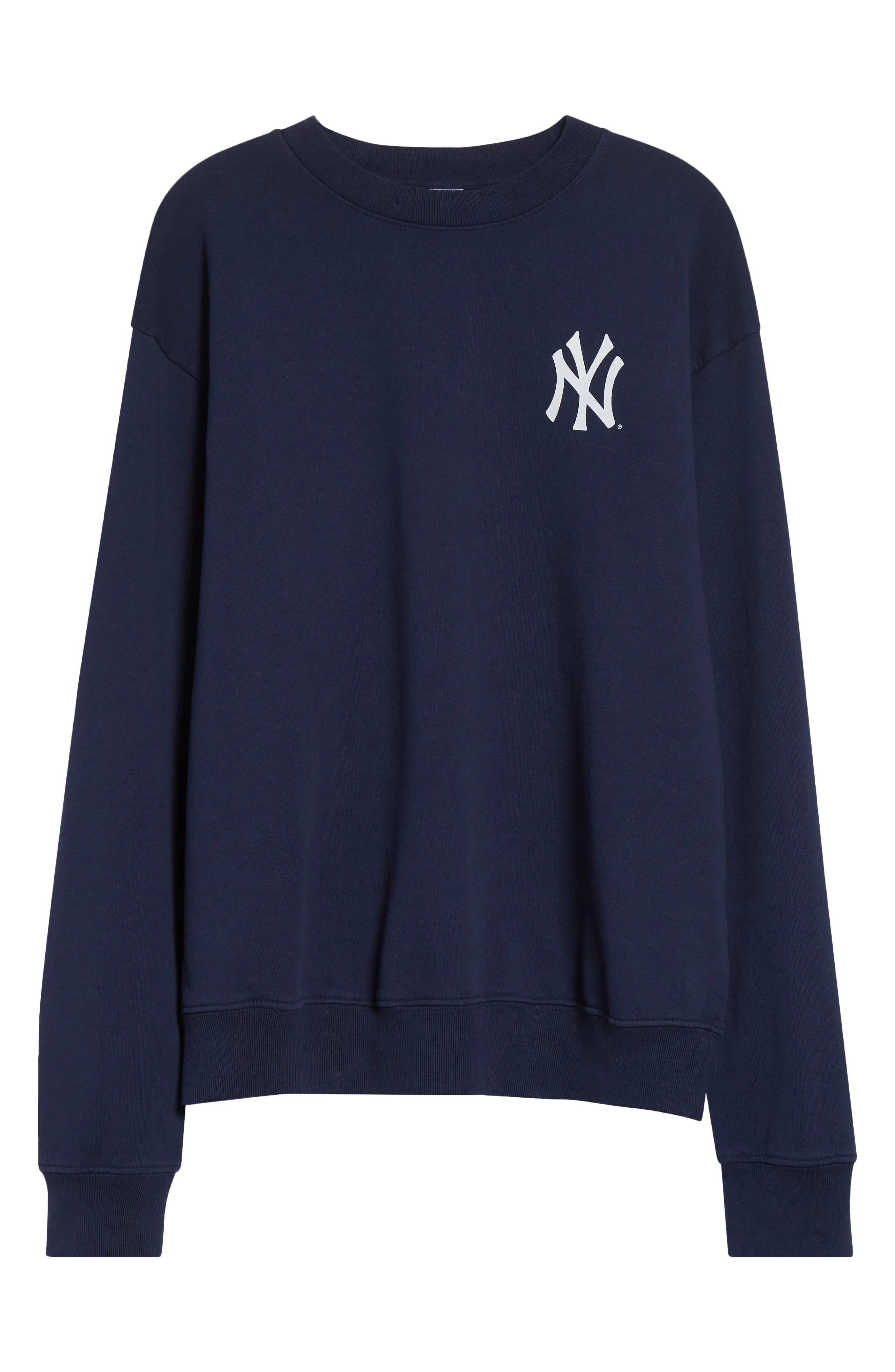 Sporty & Rich Yankees Serif Crewneck Sweatshirt in Dark Navy at Nordstrom - 1