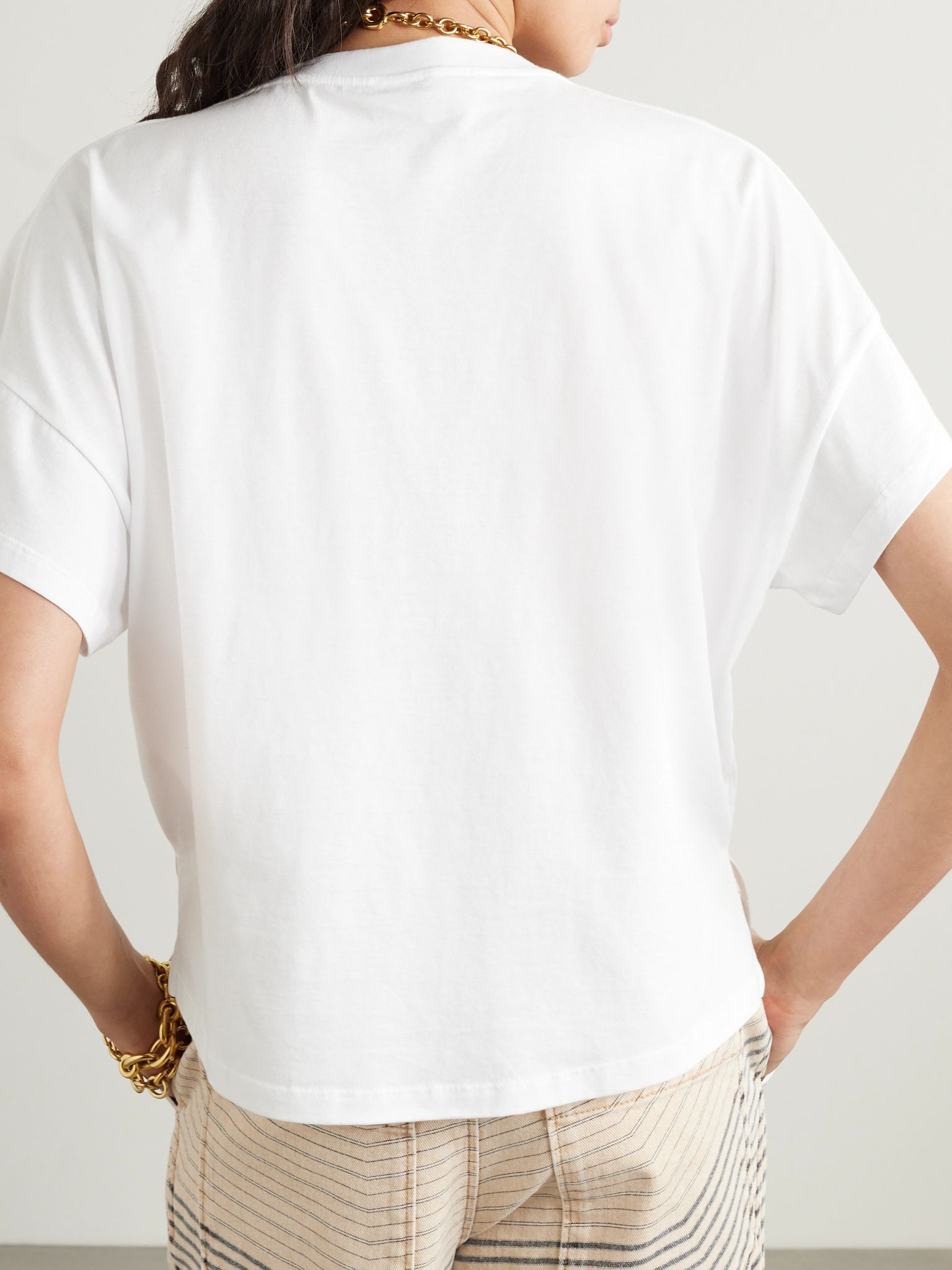 + Paula's Ibiza bouclé-appliquéd cotton-jersey T-shirt White - 4