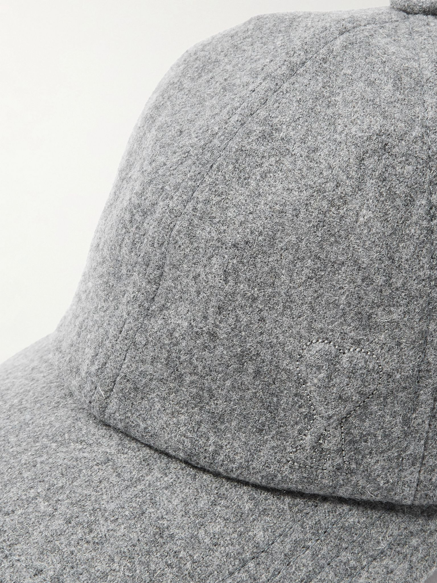 Logo-Embossed Brushed Virgin Wool-Flannel Baseball Cap Gray - 4