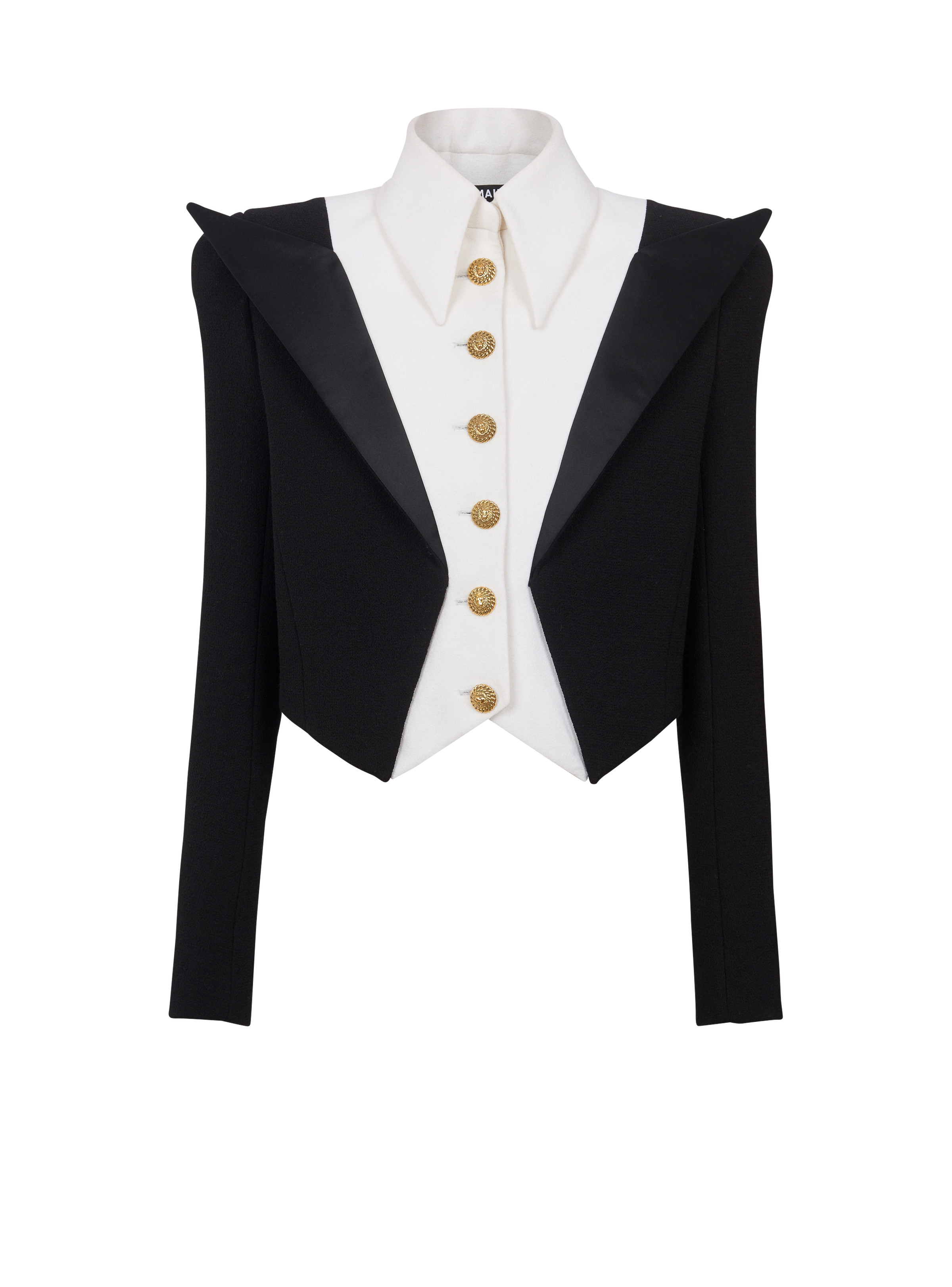 Cropped 6-button crepe jacket - 1