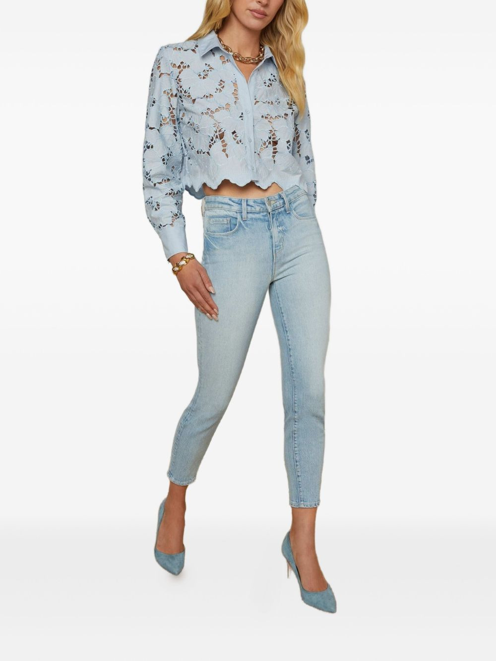 Seychelle  floral lace button-down shirt - 2