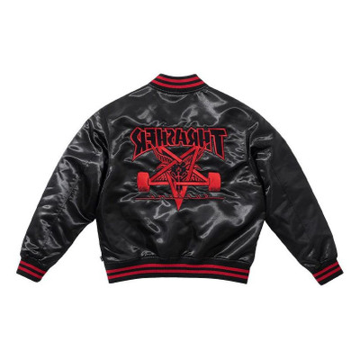 Supreme Supreme x Thrasher Satin Varsity Jacket 'Black Red' SUP-FW21-211 outlook