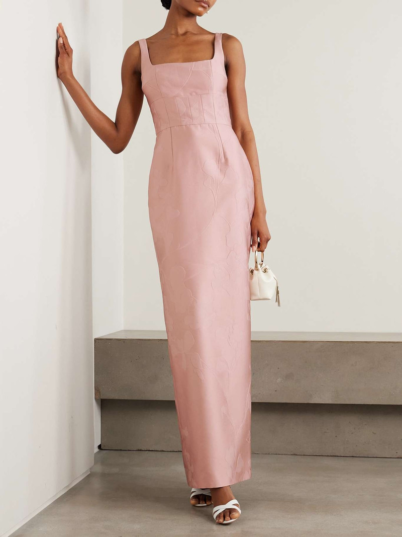 EMILIA WICKSTEAD Martel paneled cloqué maxi dress Pink outlook