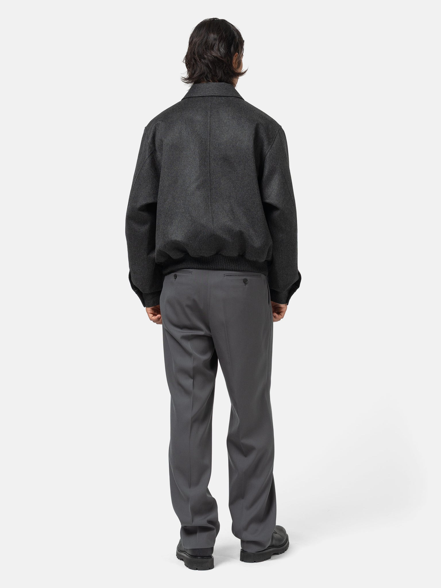Cashmere Moleskin Zip Blouson Top Charcoal - 3