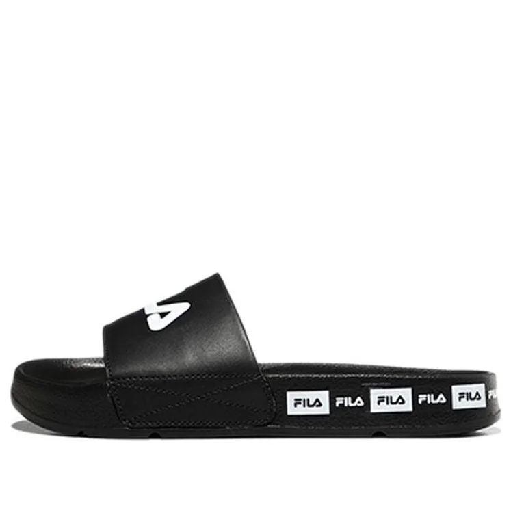 FILA Cozy Lightweight Thick Sole Unisex Black Korean Version Slippers 1SM01591D_001 - 1