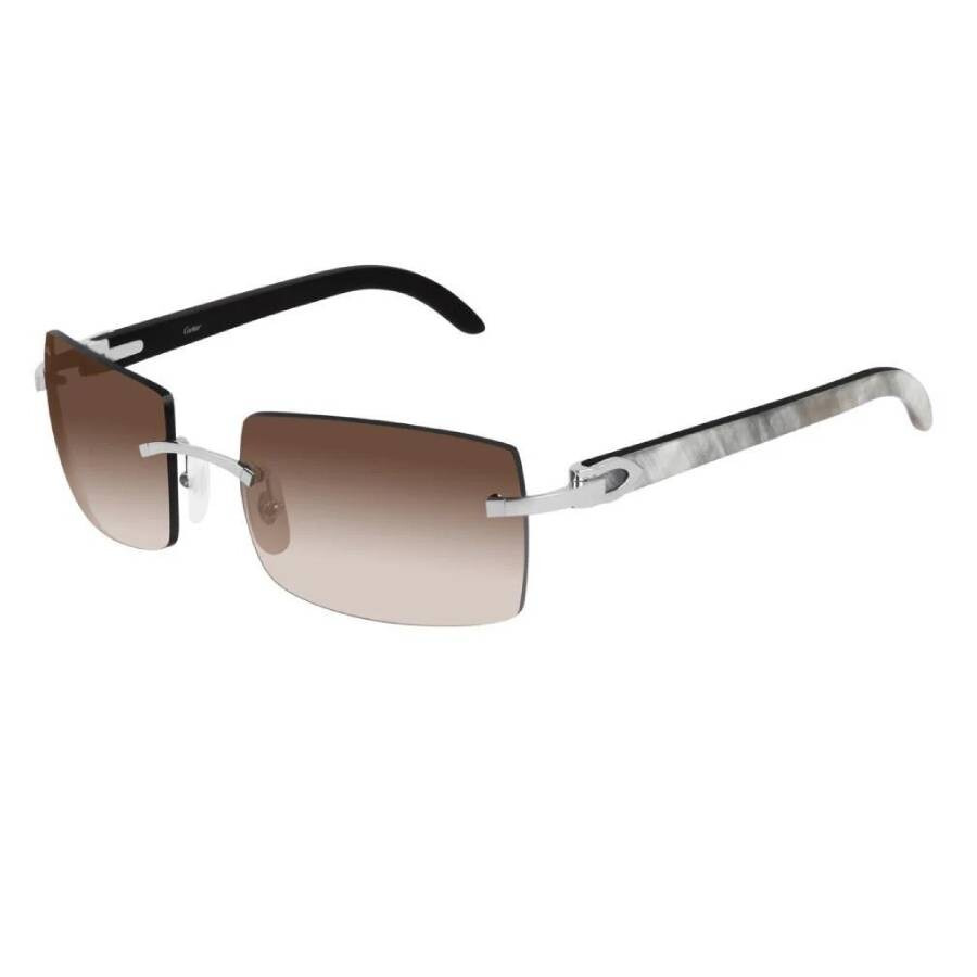 Cartier C Decor Brown Gradient Rectangular Men's Sunglasses CT0019RS 001 55 - 2