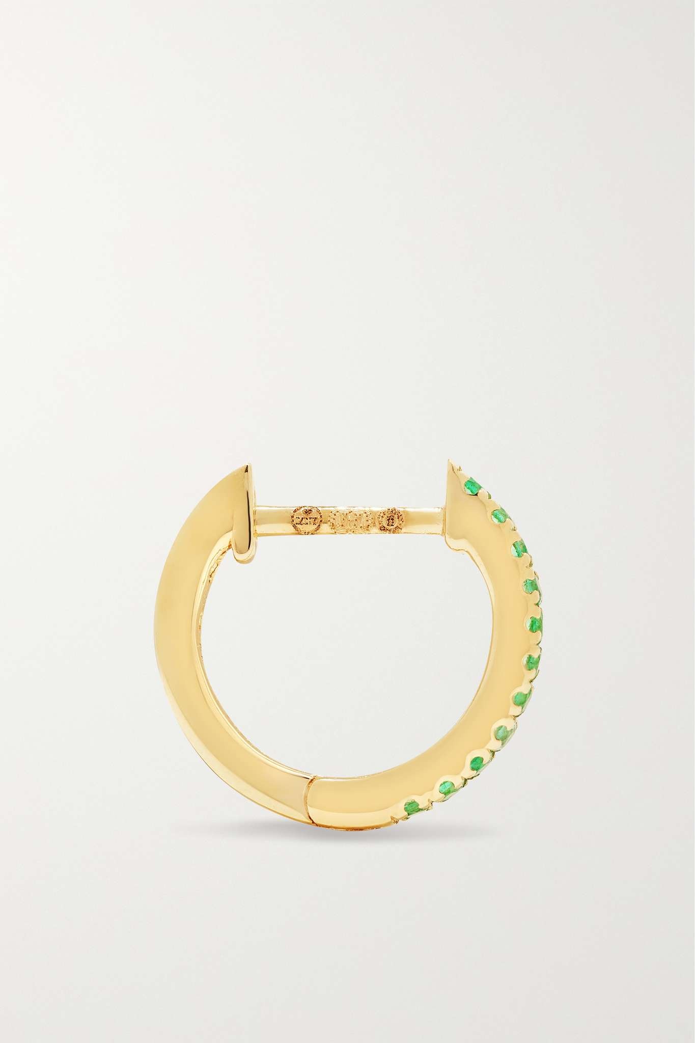 14-karat gold emerald hoop earrings - 3