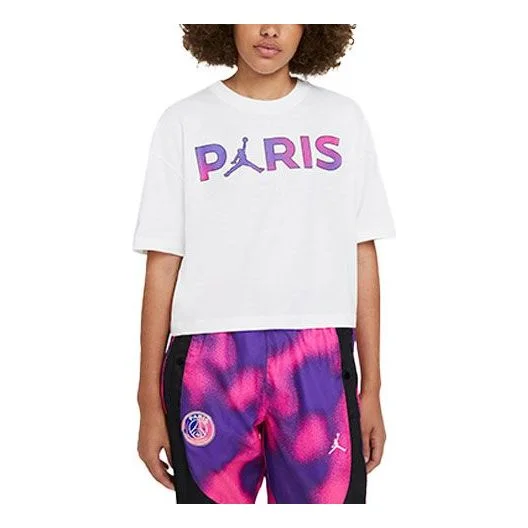 (WMNS) Air Jordan Paris Saint-Germain Printing Short Sleeve White CZ7506-100 - 1