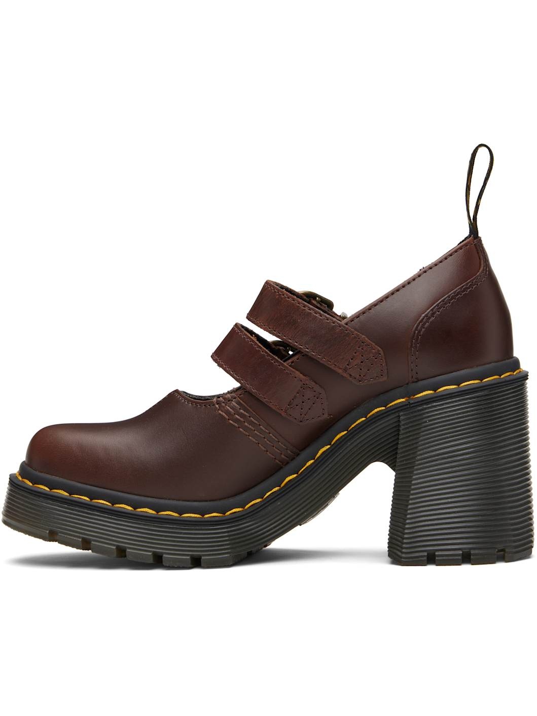 Brown Eviee Leather Mary Jane Heels - 3