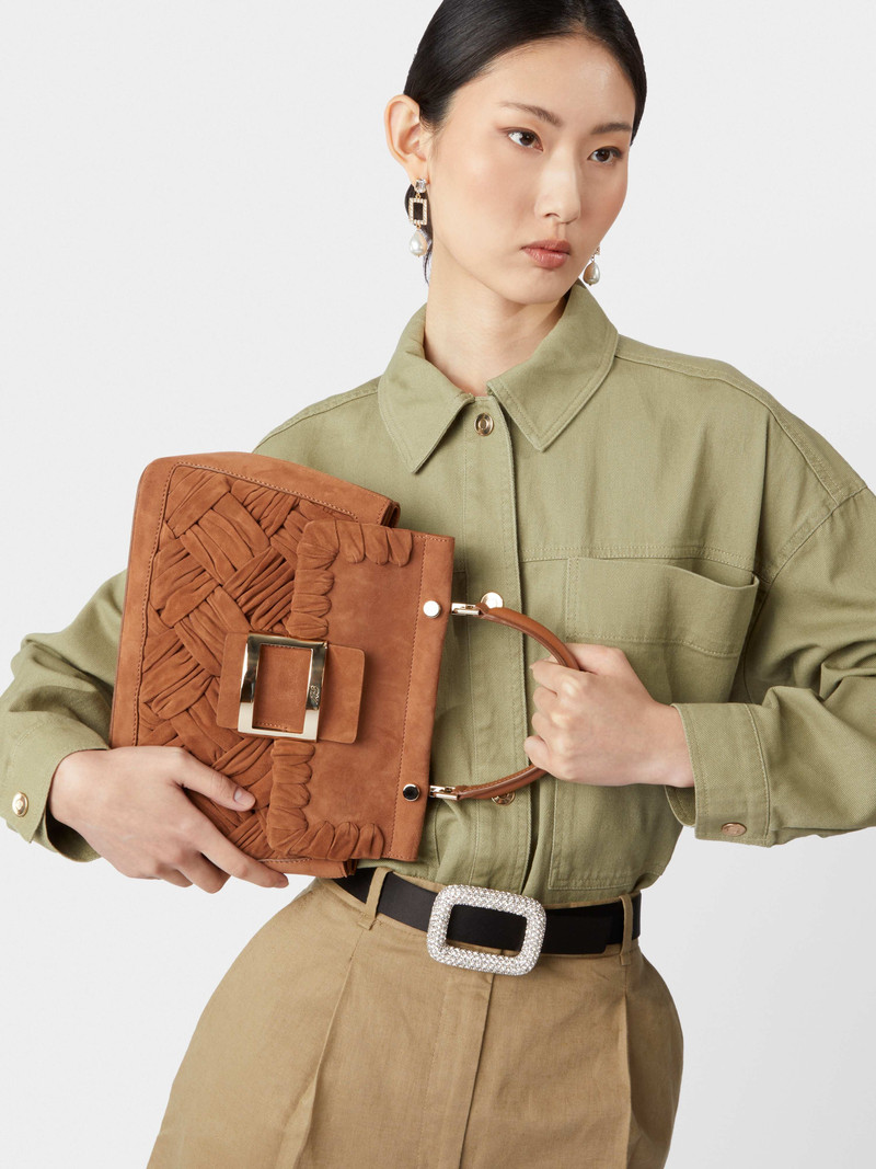 Viv' Cabas Foulard Metal Buckle Bag in Suede 9