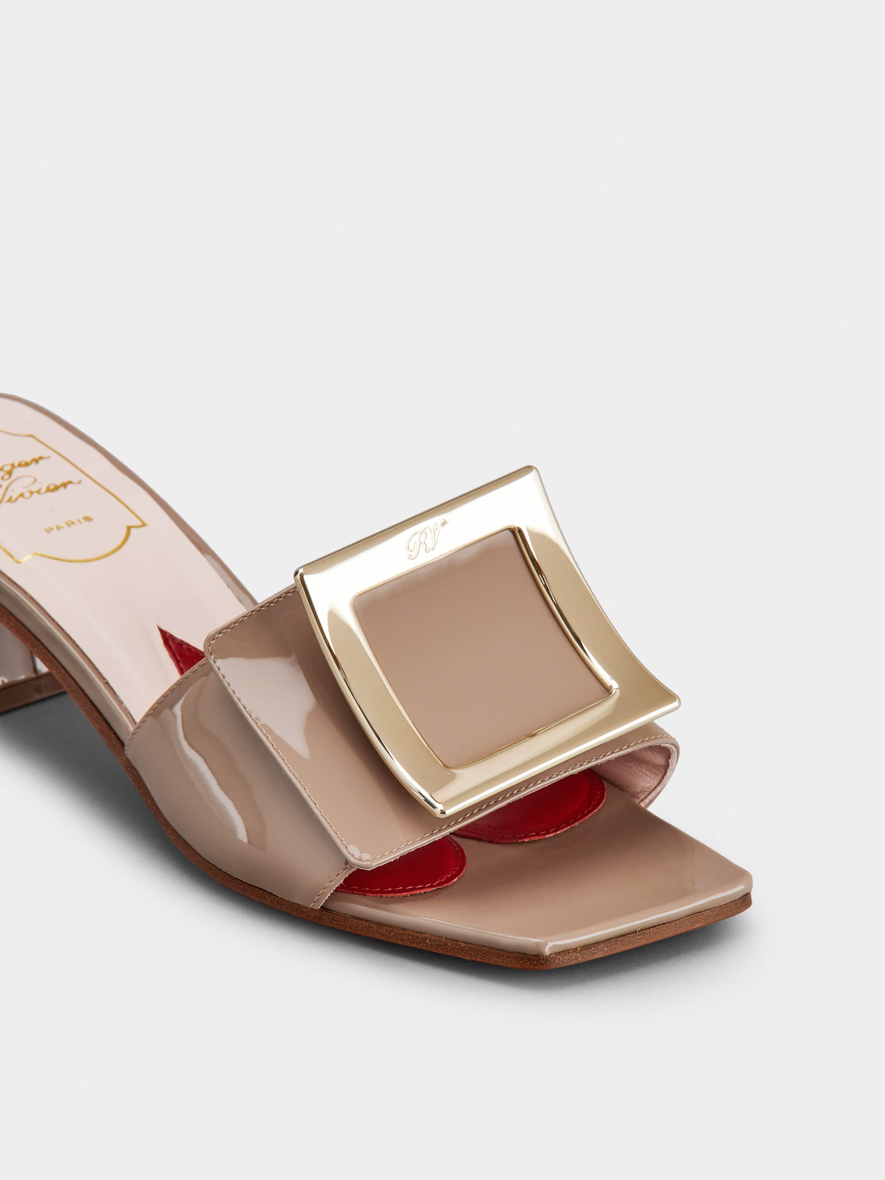 Love Metal Buckle Mules in Patent Leather - 3