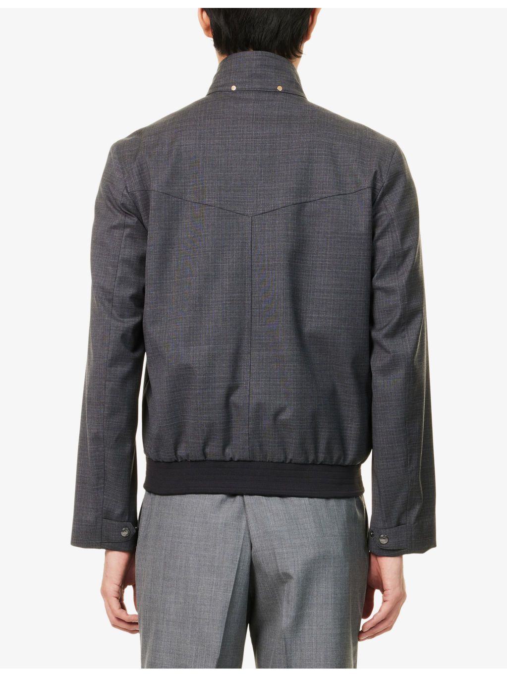 Check Regular-Fit Wool Bomber Jacket - 4