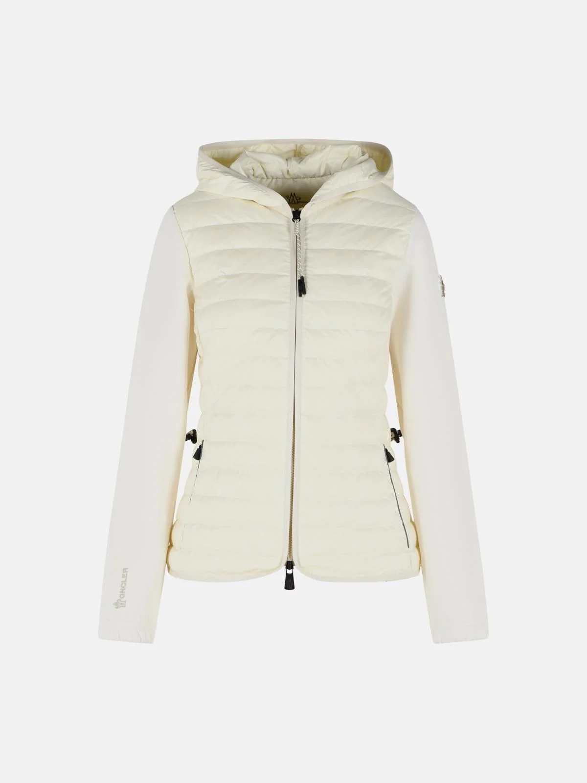 PADDED HOODIE WITH ZIP IN IVORY WHITE POLYESTER BLEND - 1