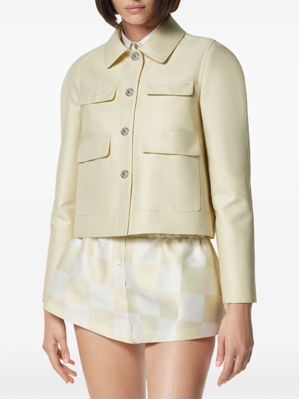 silk-blend cropped jacket - 3