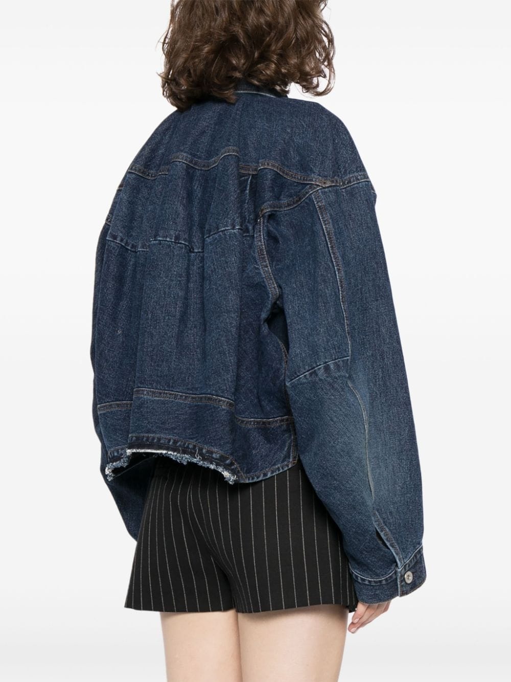 raw-cut hem denim jacket - 4