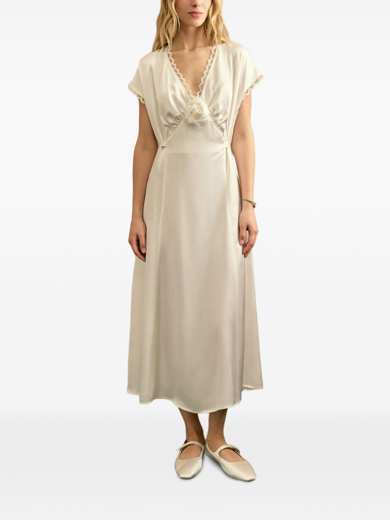 SLEEPER Genus Rosa lace-trim satin midi dress outlook