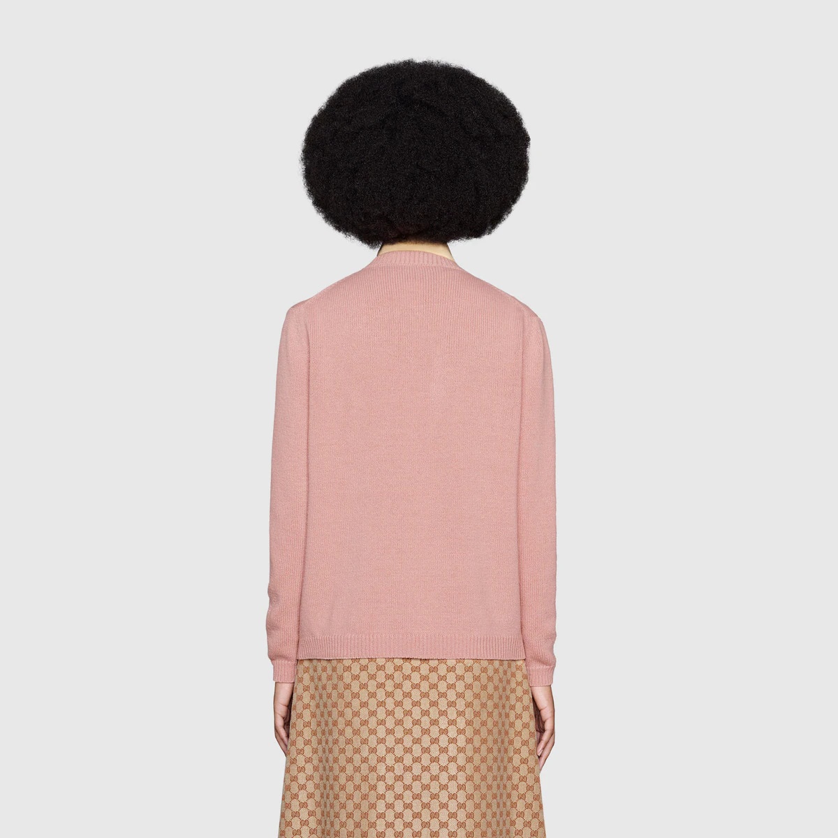 Wool sweater with Gucci cat patch - 4