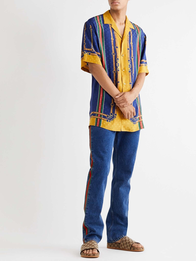 GUCCI Leather-Trimmed Monogrammed Canvas Slides outlook