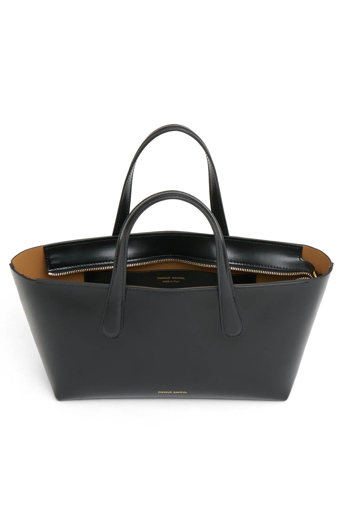 Mansur Gavriel Mini Everyday Leather Tote in Black/Caramel at Nordstrom - 4