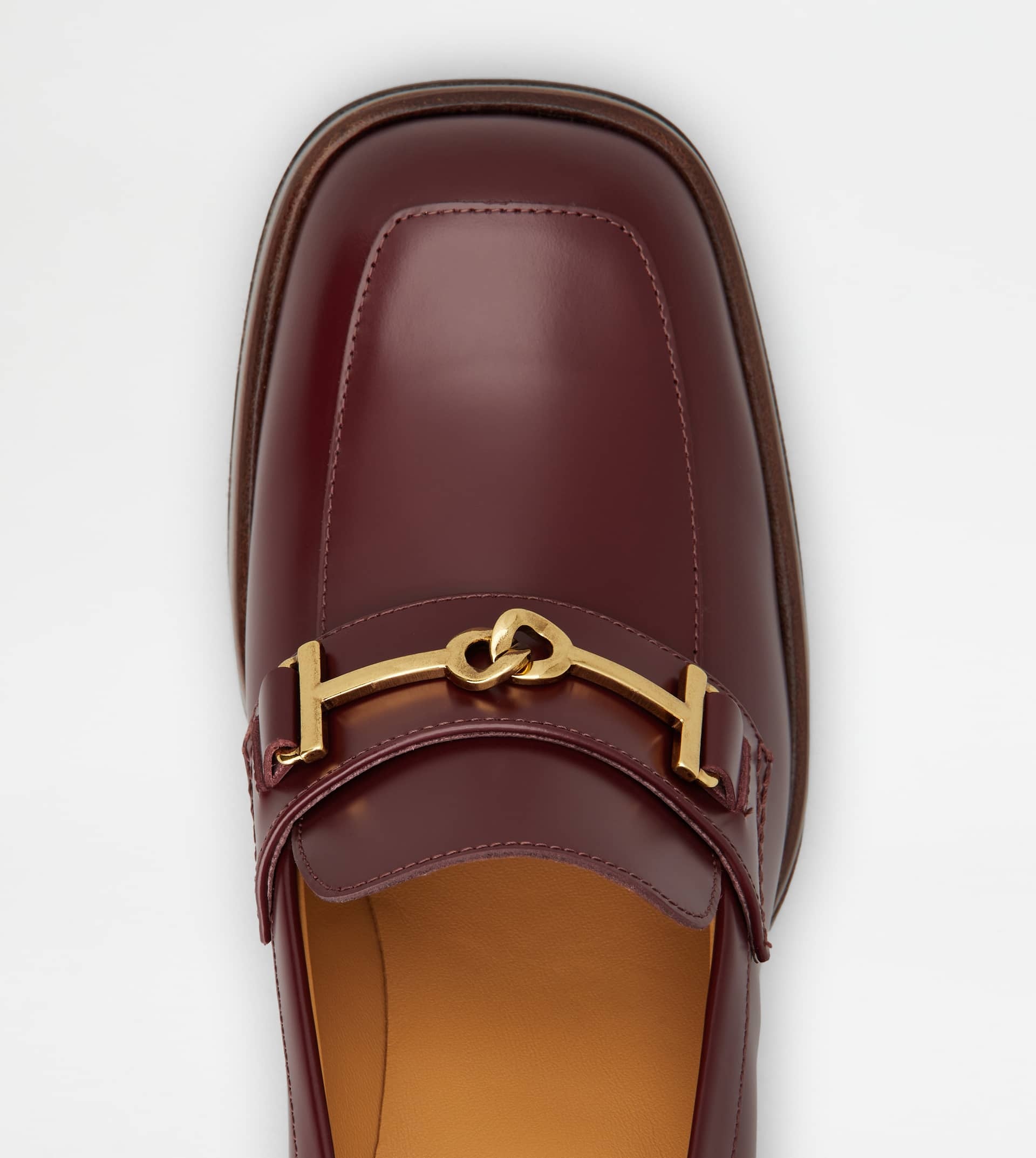 HEELED LOAFERS IN LEATHER - BURGUNDY - 5