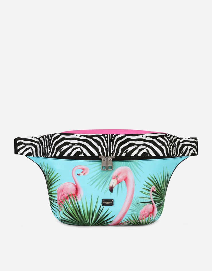 Flamingo-print nylon belt bag - 1