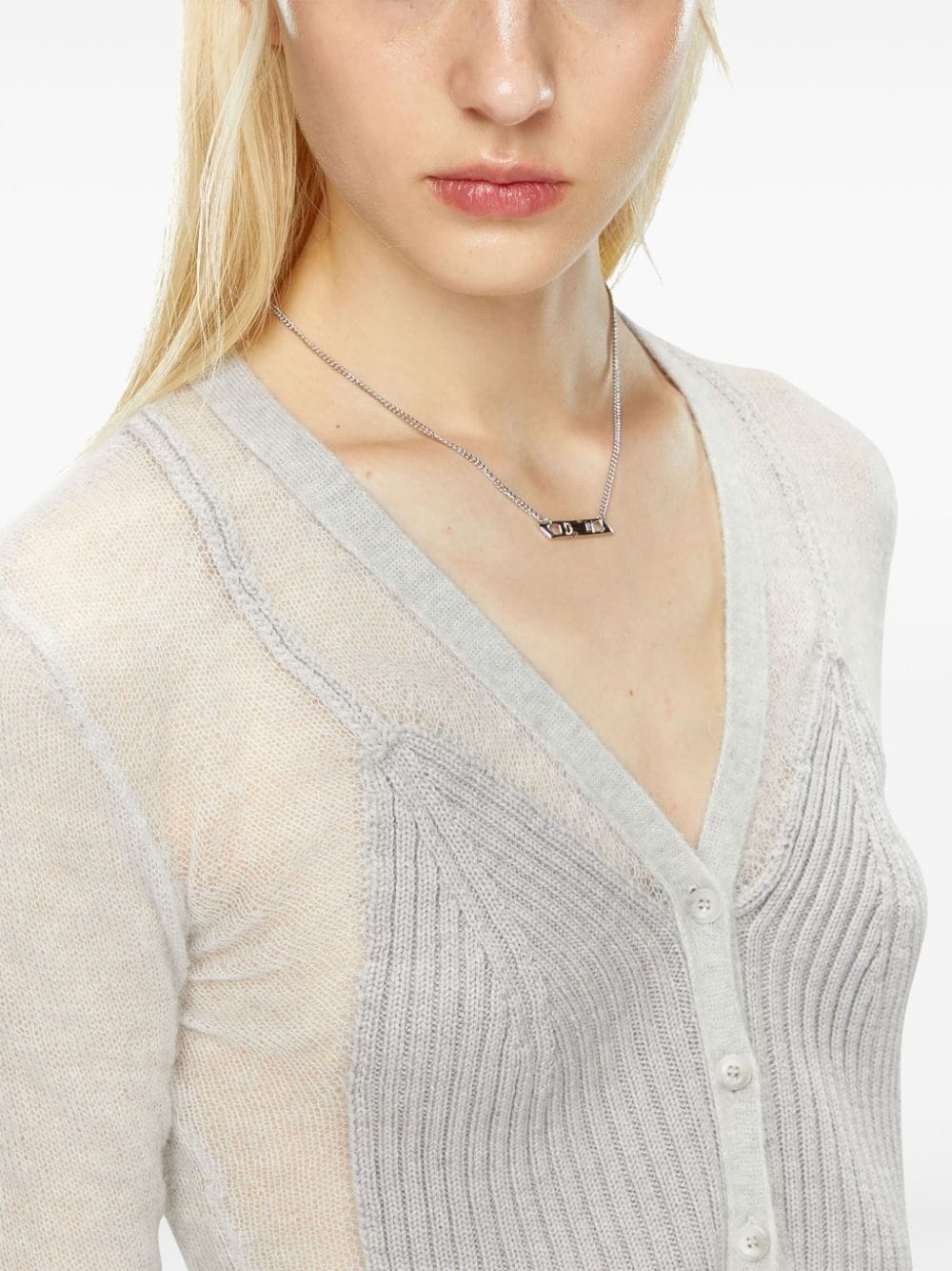 layered-effect knitted cargidan - 5