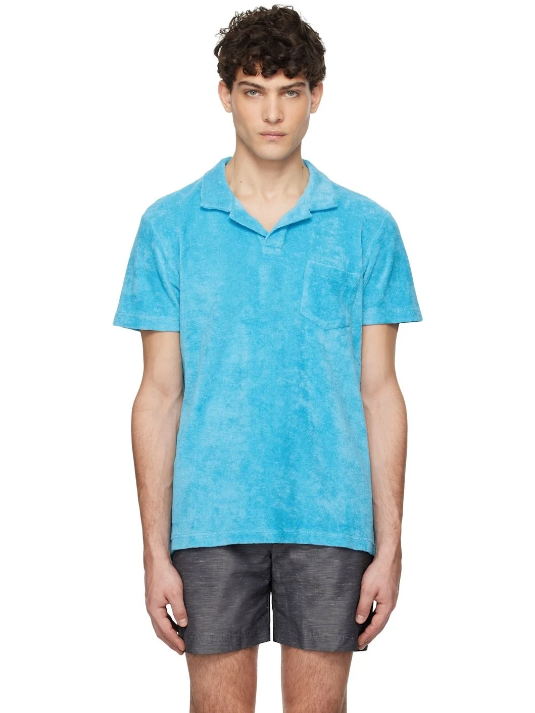 Blue Terry Towelling Polo - 1