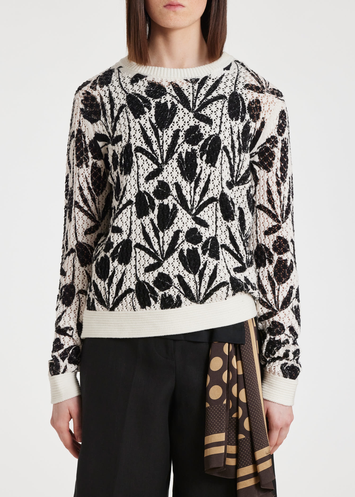 White 'Tulip' Crew Neck Sweater - 3