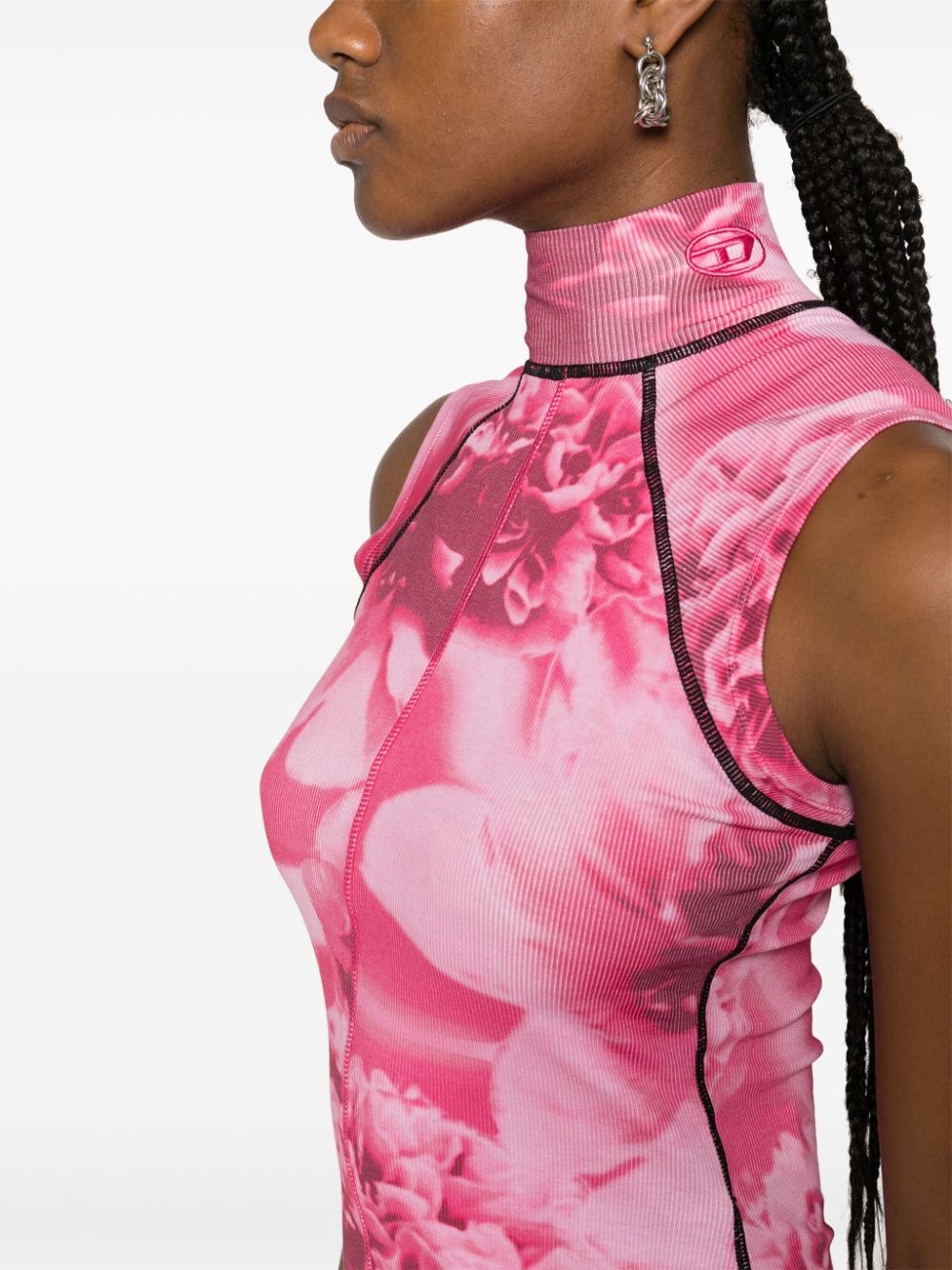 asymmetric floral-print midi dress - 5