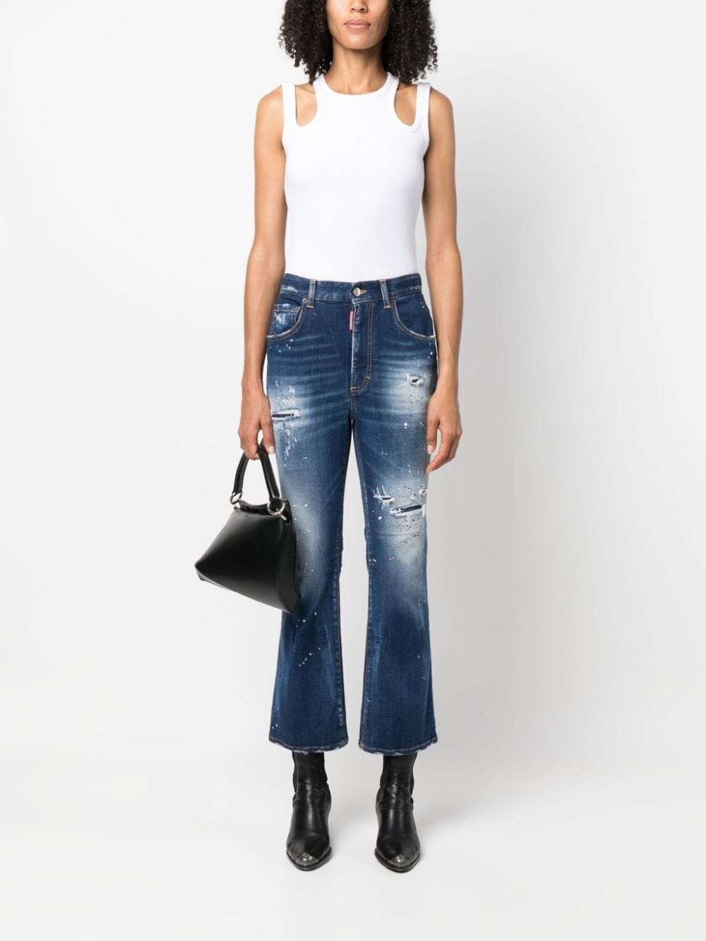 ripped-detail flared jeans - 2