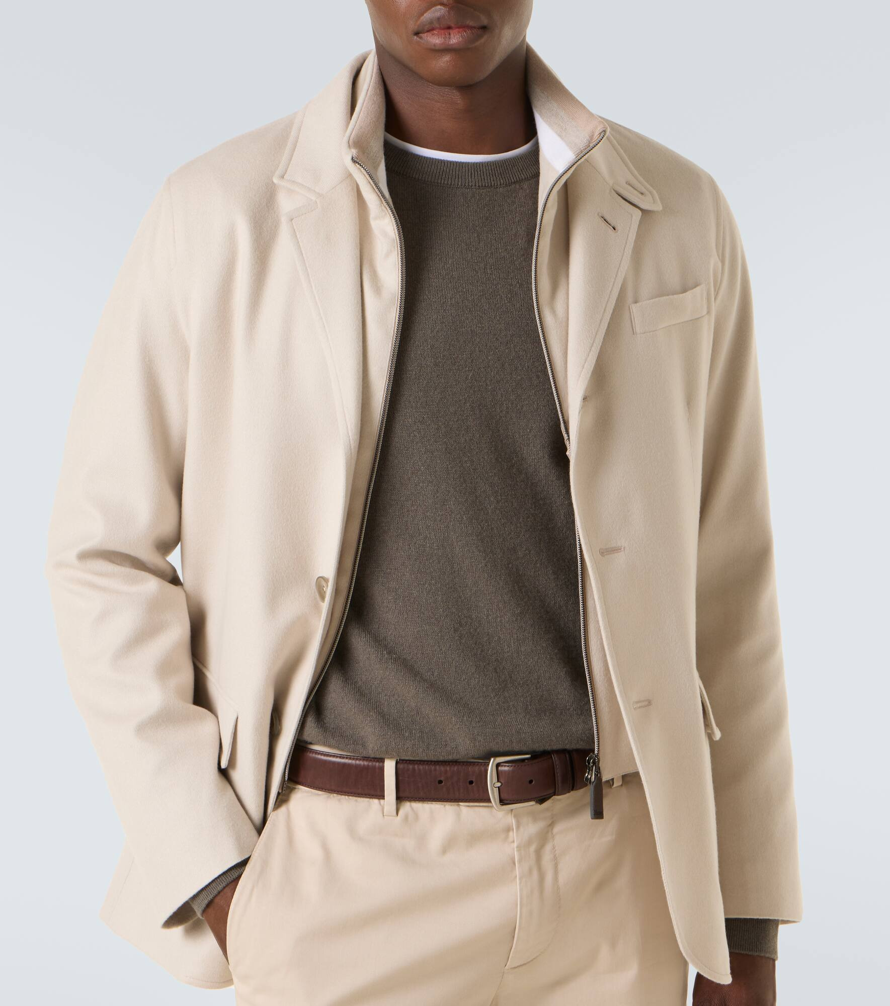 Layered silk and cashmere blazer - 5