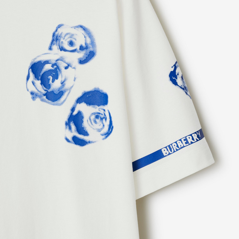 Rose Print Cotton T-shirt 6