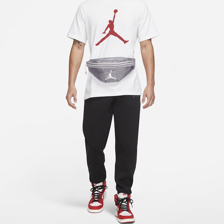 Air Jordan Unisex Polyester Crossbody Printing Logo Zipper Belt Bag Grey DV1870-056 - 5