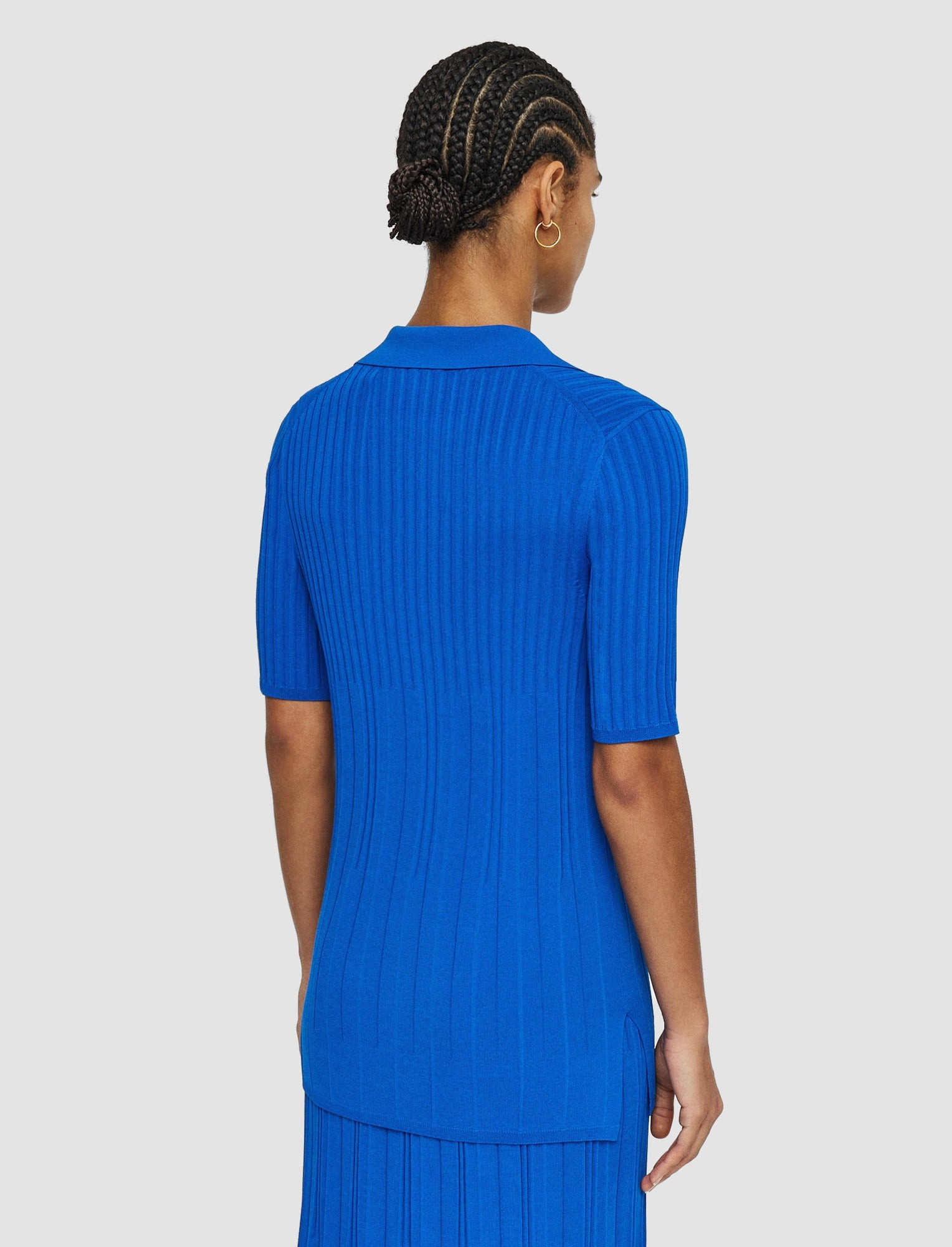 Viscose Ribbed Knitted Polo Top - 3