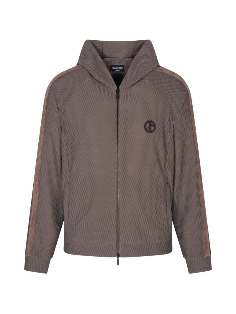 zip-up waffle-fabric hoodie 1