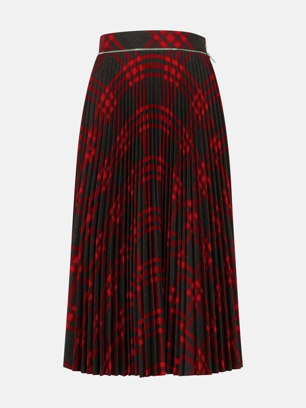 'CHECK' LONG WOOL BLEND SKIRT - 1