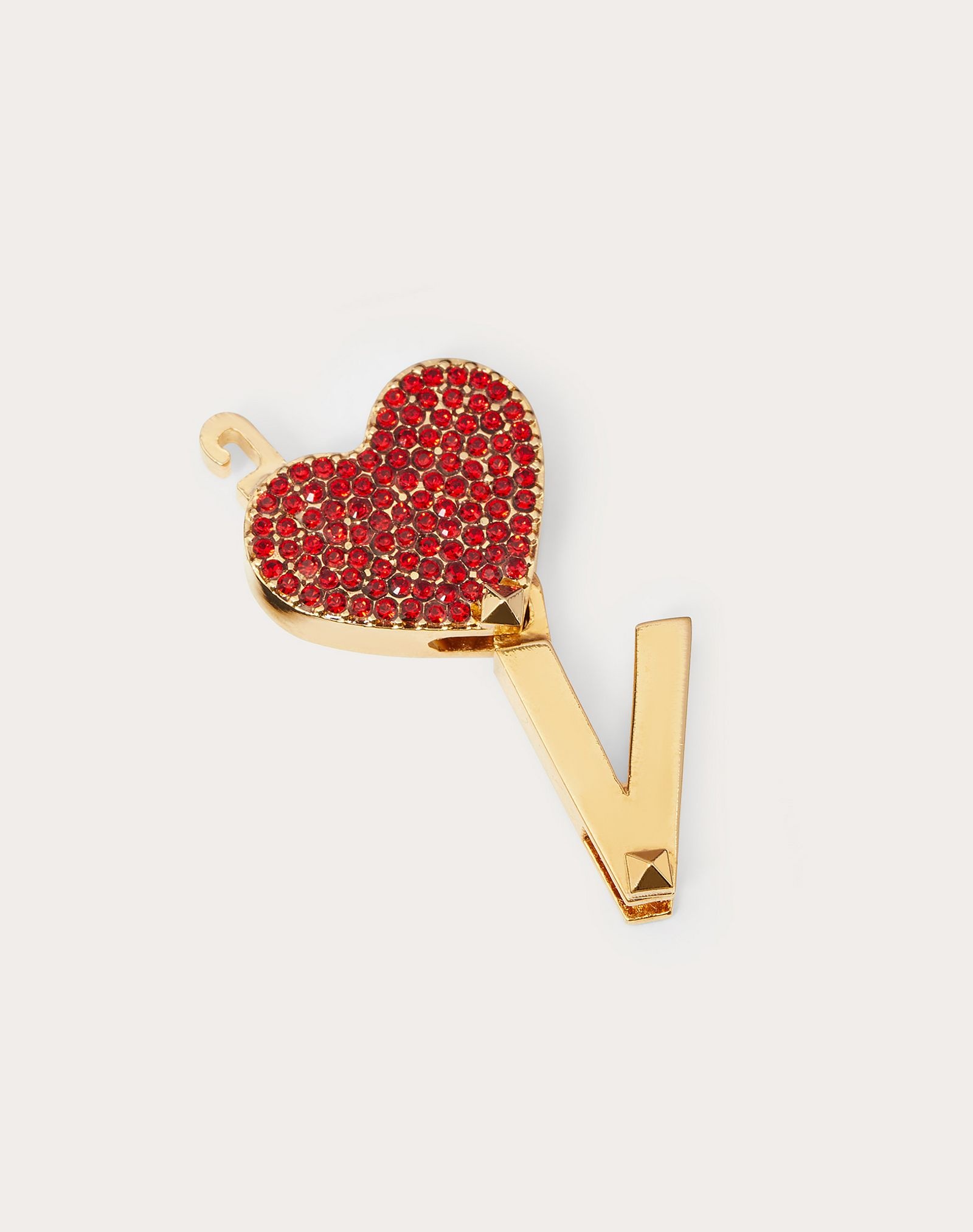 Call me Valentino heart-shaped metal and crystal charm - 5