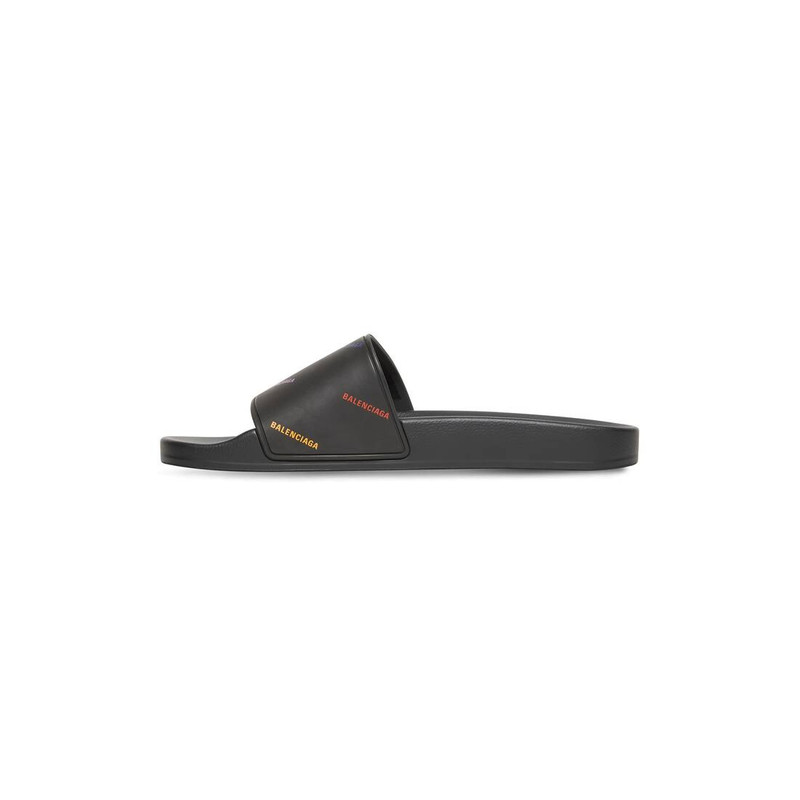 BALENCIAGA Women's Pride 22 Pool Slide Sandal Allover Logo in Black outlook