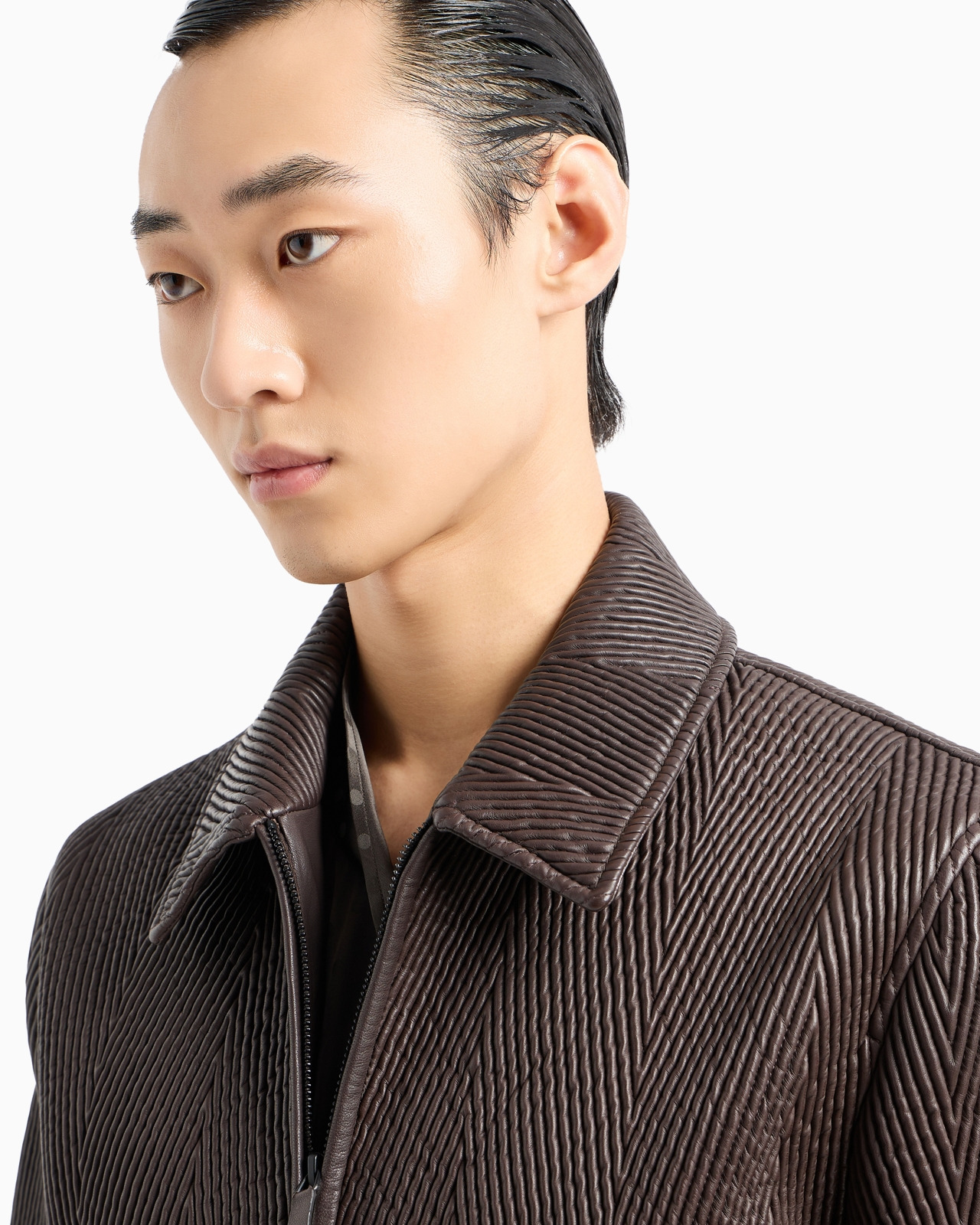 Quilted nappa lambskin relaxed-fit blouson with chevron motif - 5