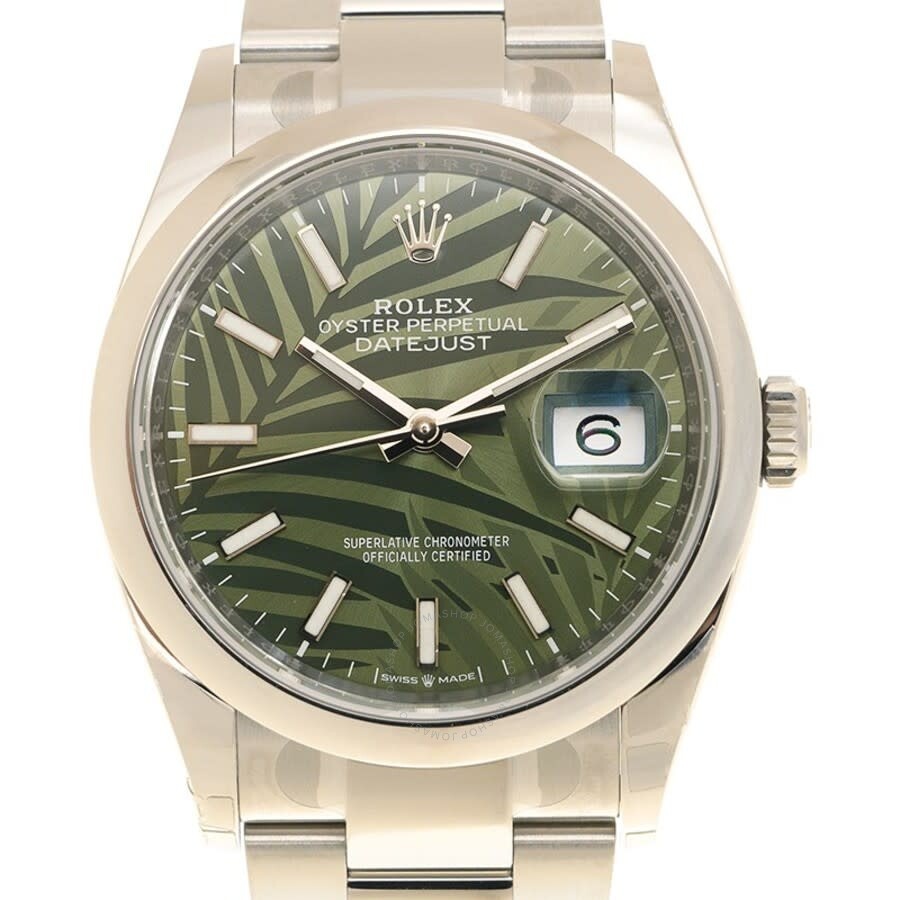 Rolex Datejust 36 Automatic Olive Green Palm Ladies Watch 126200GNSPLMO - 2