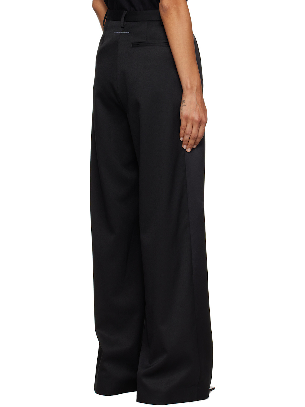 Black Tailored Wool Trousers - 3