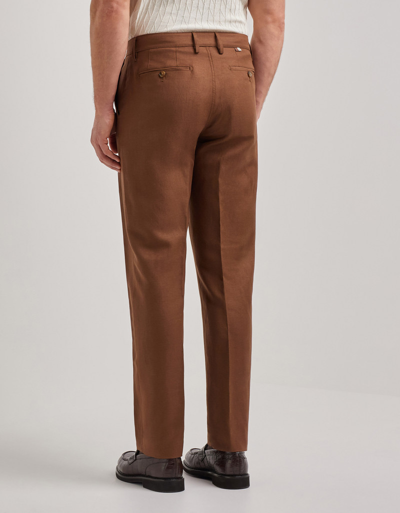 TERRACOTTA-COLORED CANALI NUVOLA TAPERED FIT COTTON CHINOS 4